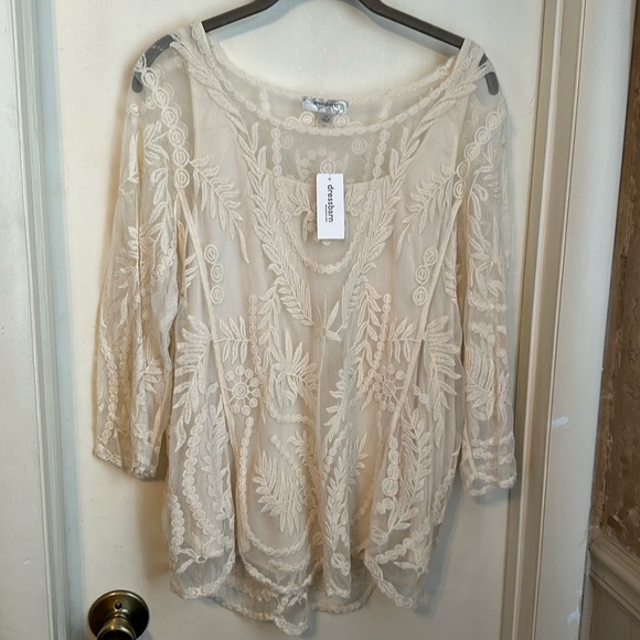 Dressbarn Sheer Embroidered Top With Camisole Size 1X NWT - Picture 2 of 12